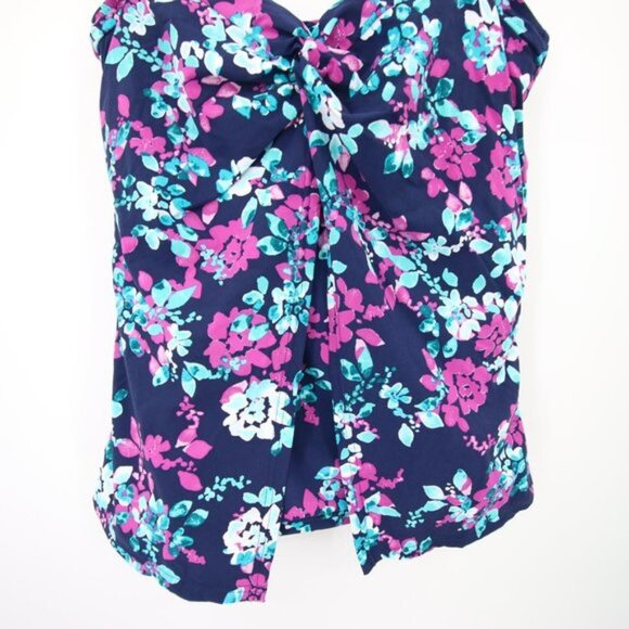 Lands End Floral Blue Purple Swim Tankini Top Flyaway Size 10 NWOT - Picture 3 of 10